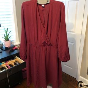 Old navy burgundy faux wrap dress